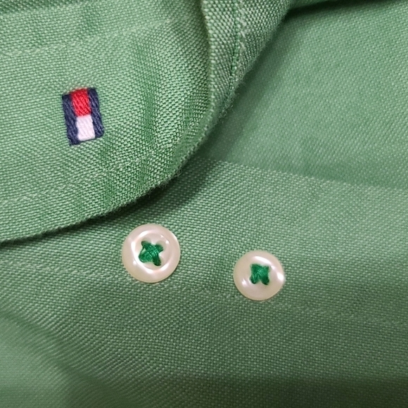 Tommy Hilfiger Original Oxford Men's Button Down Shirt Green Size L/16 1/2 EUC - Picture 10 of 10
